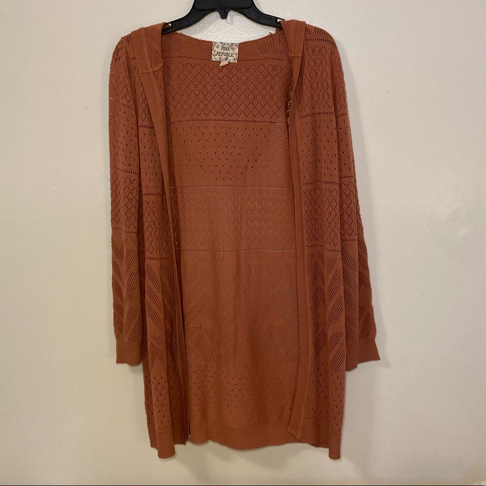 Dusty Pink Knit Hooded Cardigan size medium